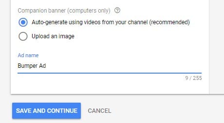 YouTube Bumper Ads approval step