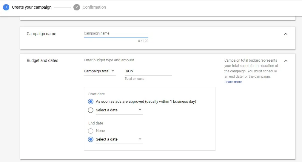 youtube bumper ads create campaign confirmation